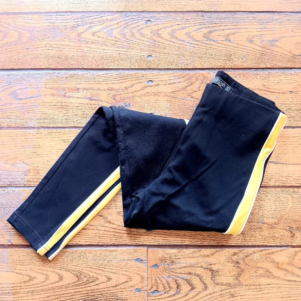 Women's Stoosh Legging Black with Mustard Yellow Striped Leg NWOT